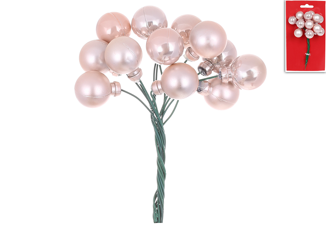 Букетик ягід для декору 12 шт, 2см, колір - ніжно-рожевий