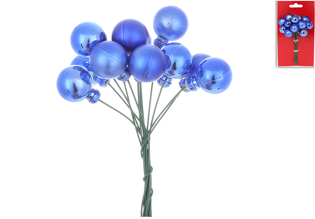 Букетик ягід для декору 6 шт, 2см, колір - яскравий синій