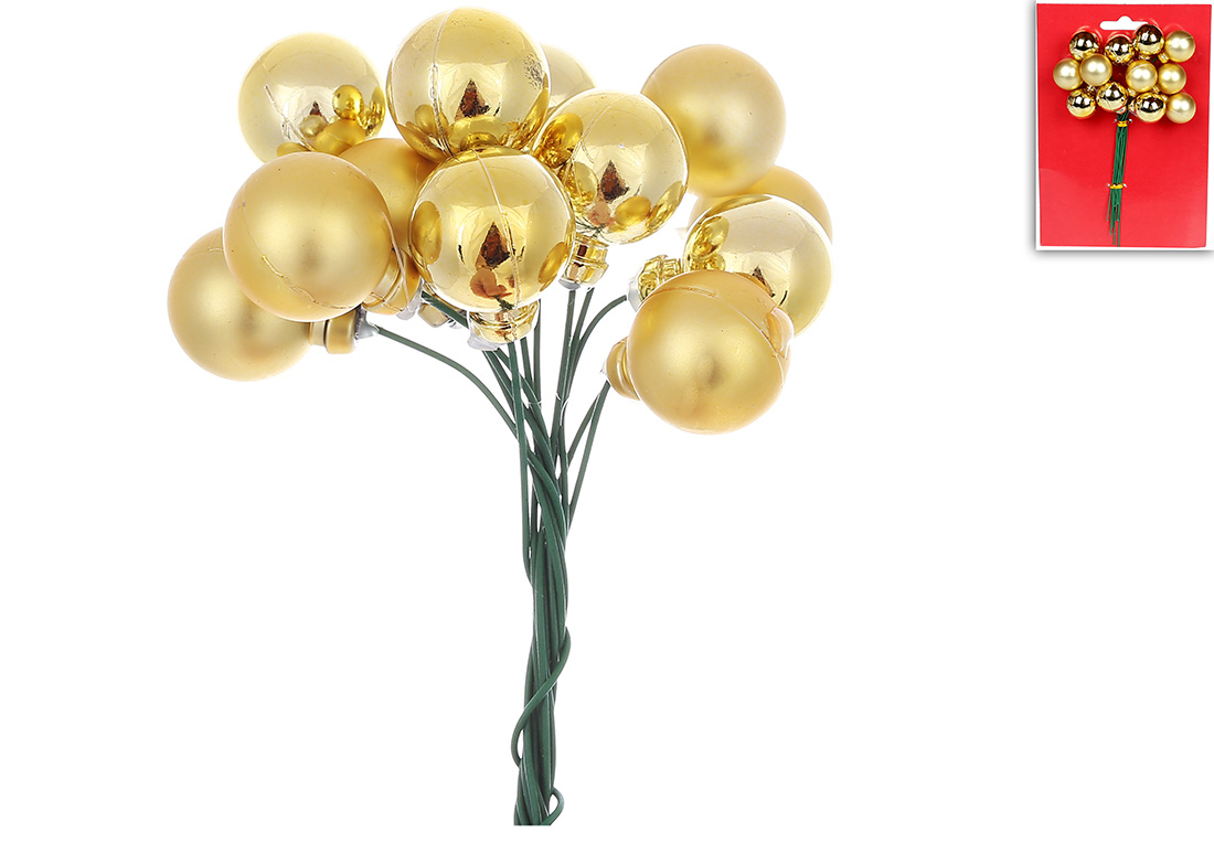 Букетик ягід для декору 12 шт, 2см, колір - золото