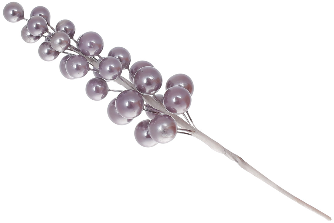 Декоративна гілка Виноград 19см, колір - фіолетовий перламутр