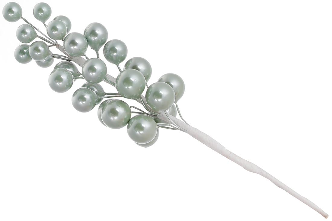 Декоративна гілка Виноград 19см, колір - м'ятний перламутр