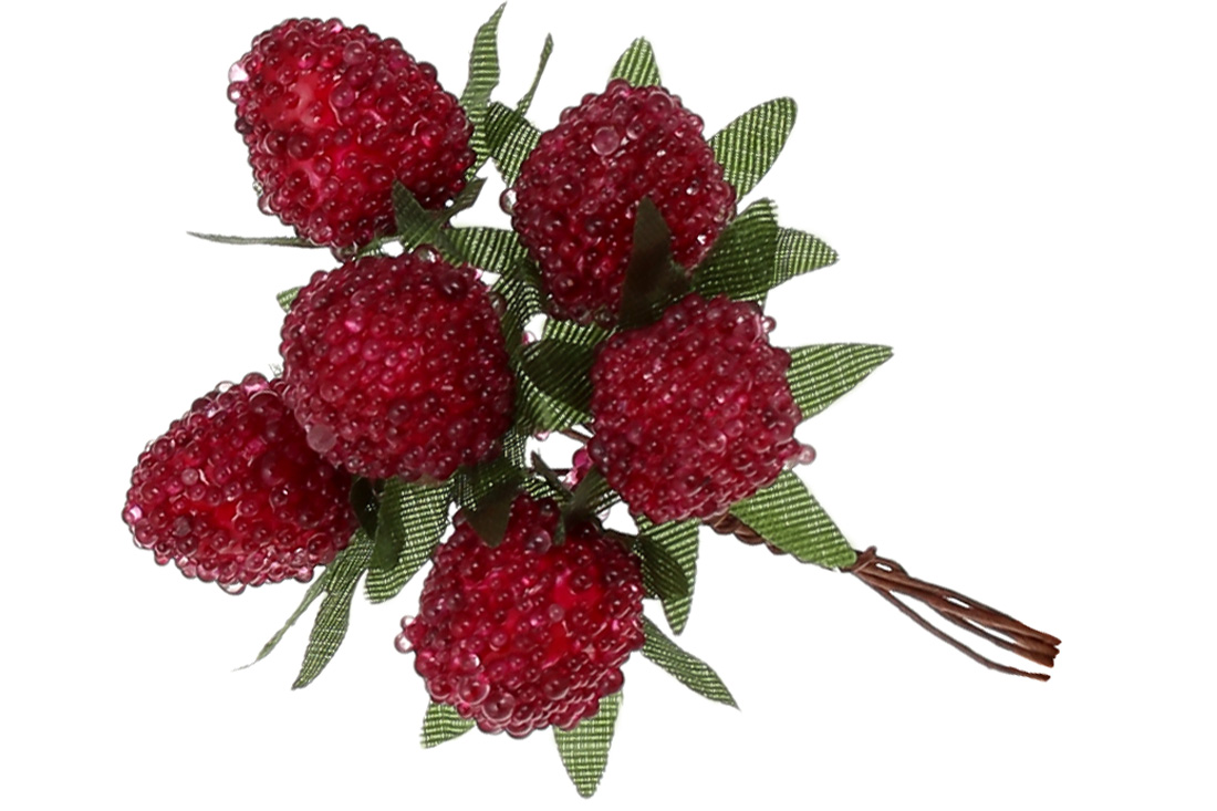 Декоративний пучок малини 6шт, 12см, колір - бордо