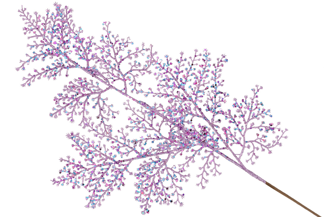 Декоративна гілка Корал 75см, колір - фіолетовий гліттер