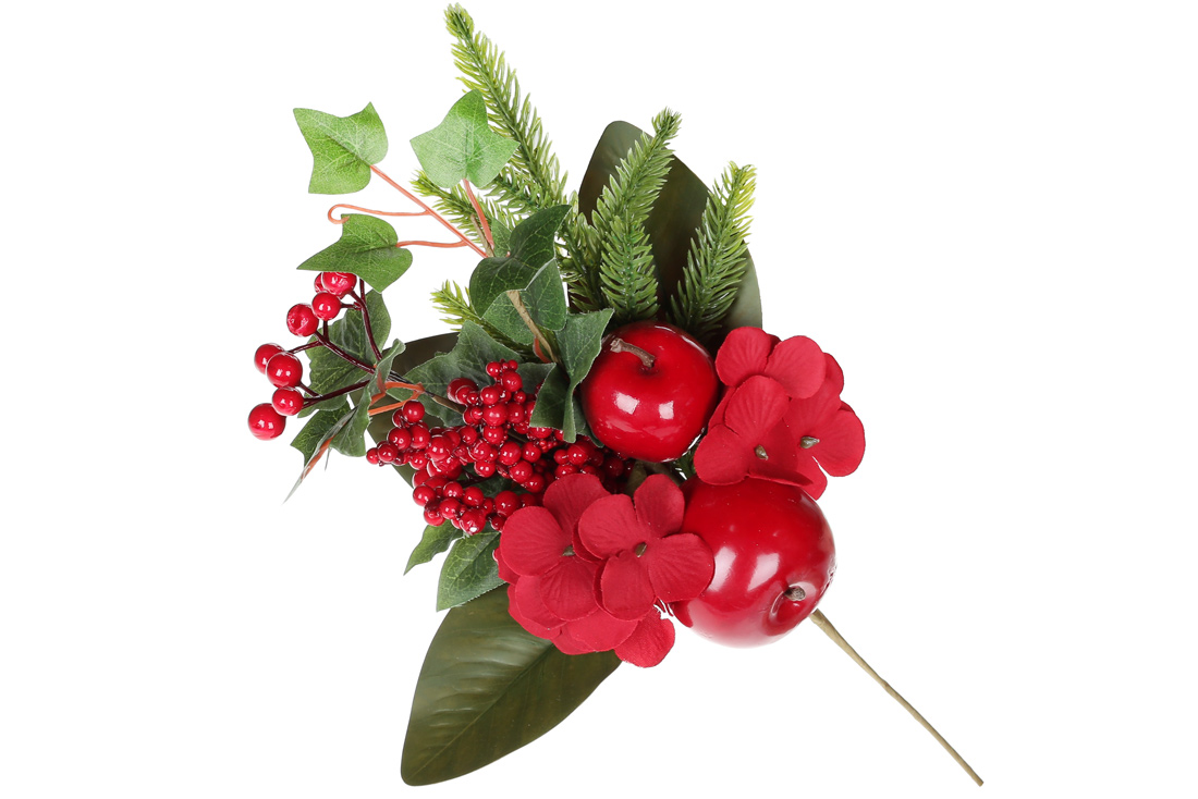 Декоративна гілка з ягодами та яблуками, 33см