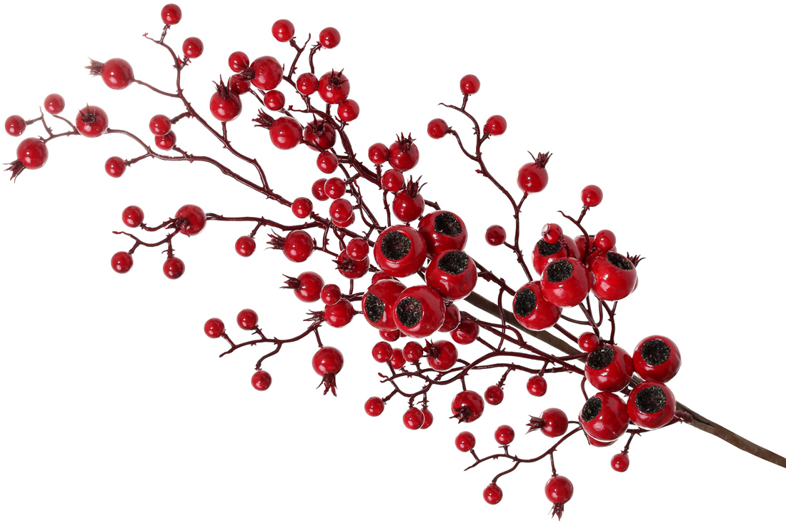 Декоративна гілка з червоними ягодами, 62см