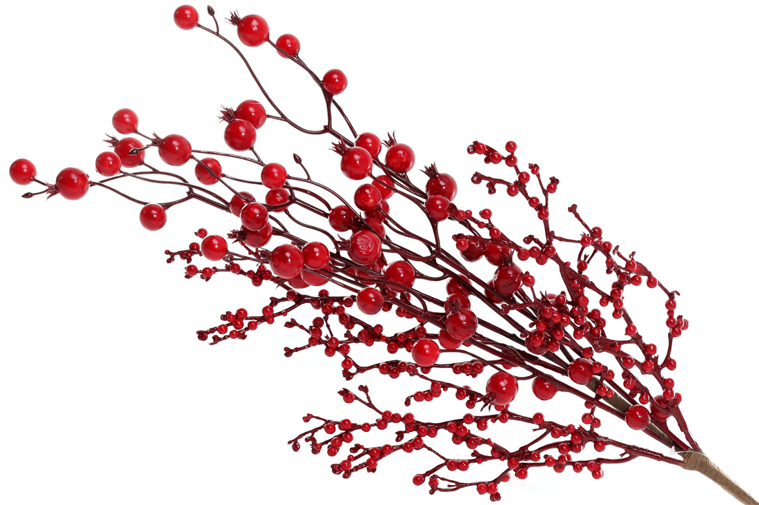 Декоративна гілка з червоними ягодами, 74см