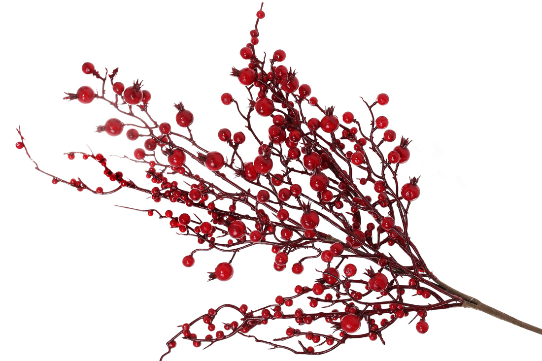 Декоративна гілка з червоними ягодами, 64см