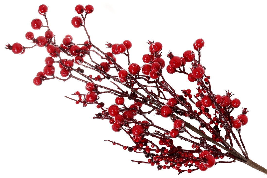 Декоративна гілка з червоними ягодами, 62см