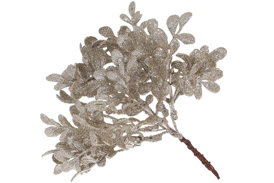 Пучок листя в гліттері шампань, 19см
