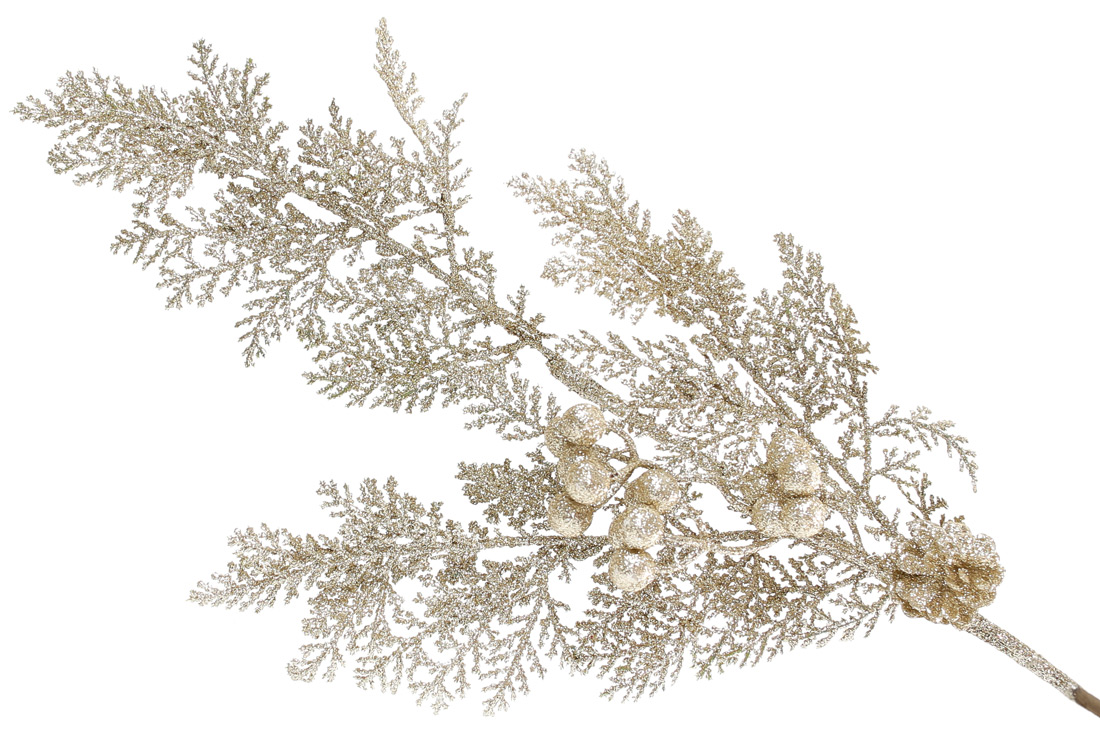 Декоративна гілка з ягодами 74см, колір - шампань