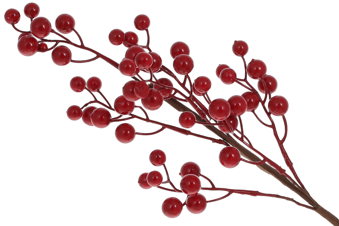 Декоративна гілка з червоними ягодами, 54см