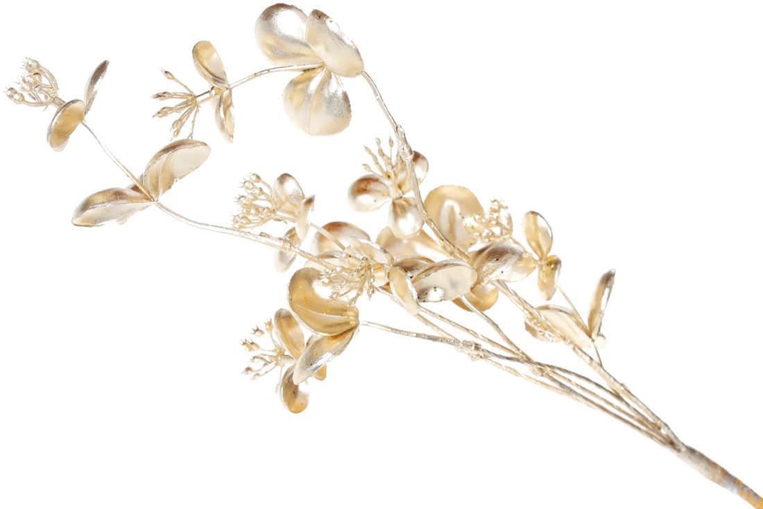 Декоративна гілка з листям 49см, колір - шампань