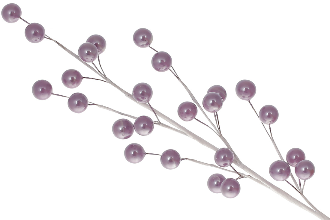 Декоративна гілка з ягодами 43см, колір - фіолет перламутр