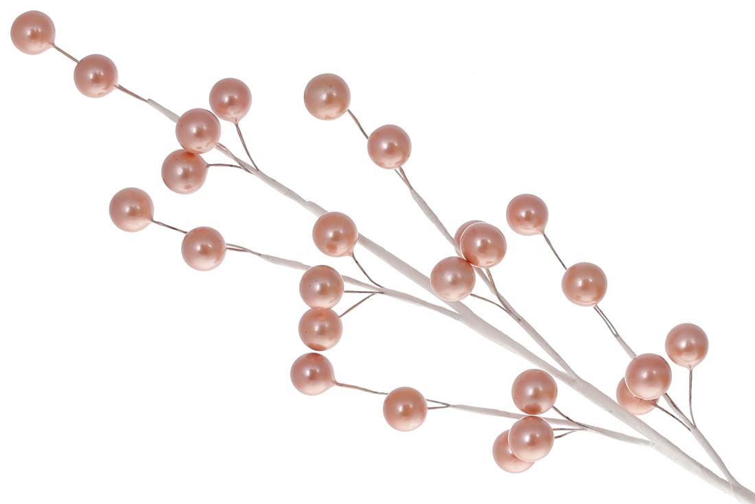 Декоративна гілка з ягодами 43см, колір - перламутр.