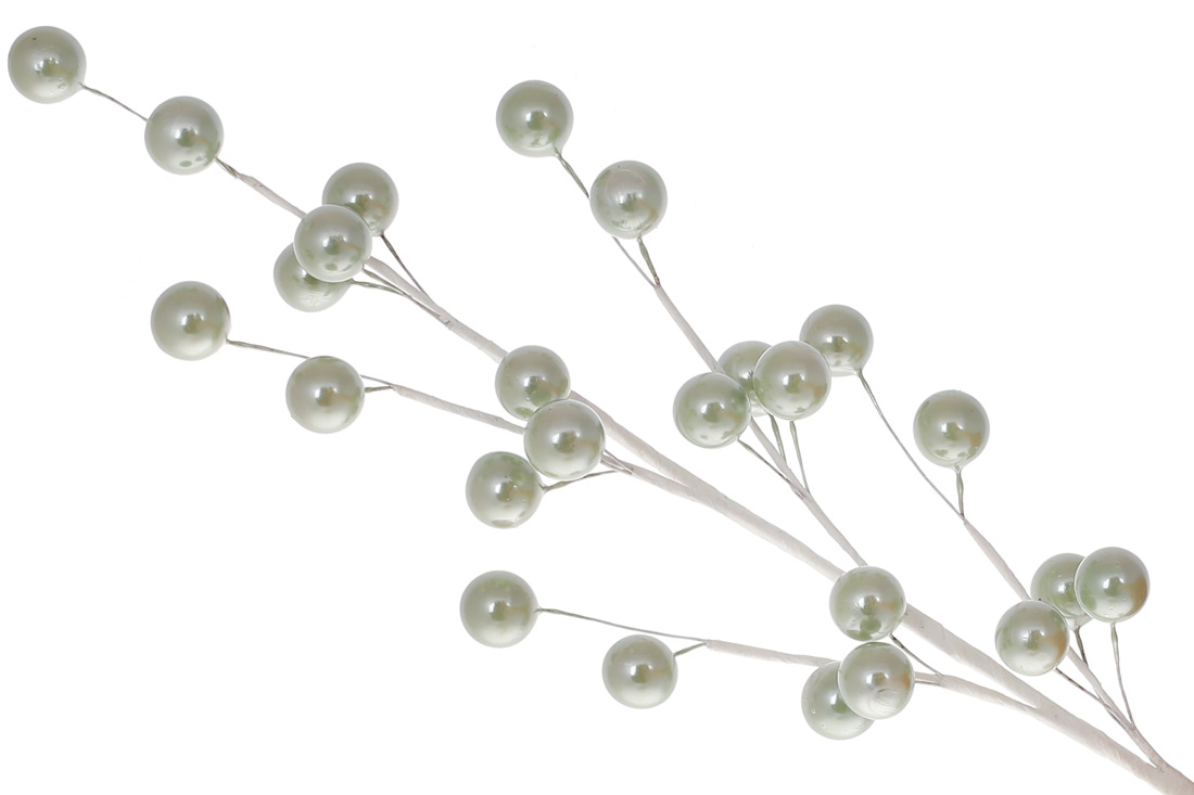 Декоративна гілка з ягодами 43см, колір - м'ята перламутр