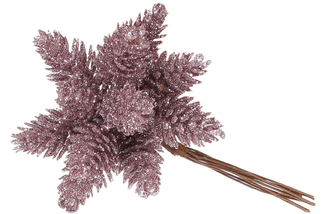 Декоративні міні-шишки 12шт в пучку, 12см, колір - рожевий