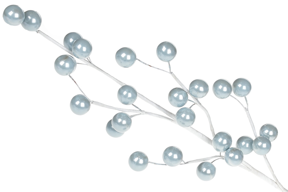 Декоративна гілка з ягодами 43см, колір - блакитний перламутр