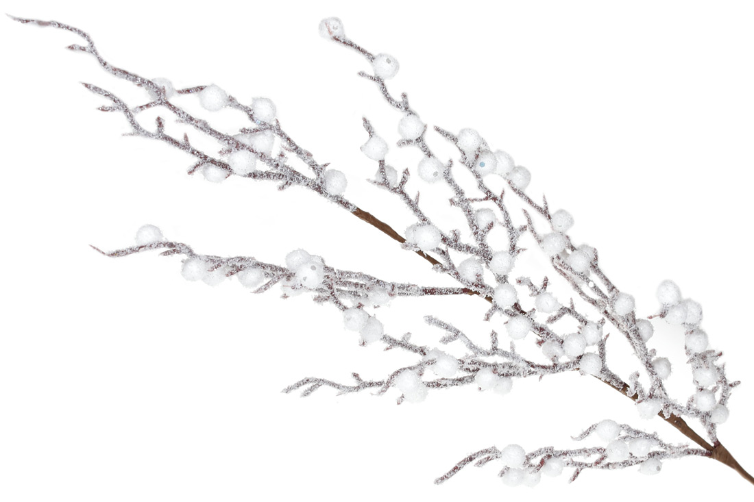 Декоративна гілка з білими ягодами 76см