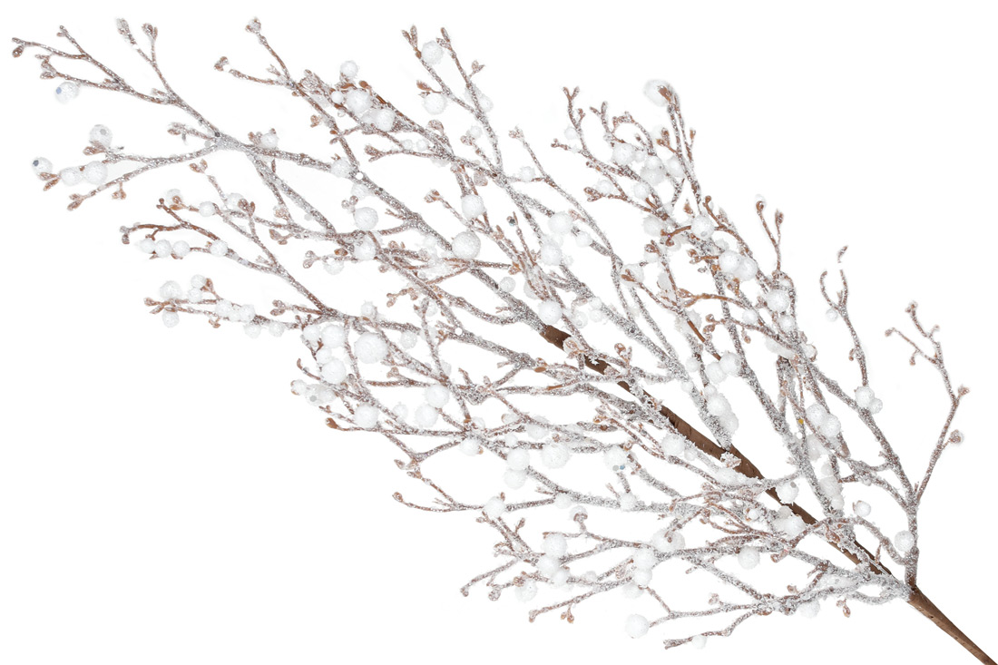 Декоративна гілка з білими ягодами 79см