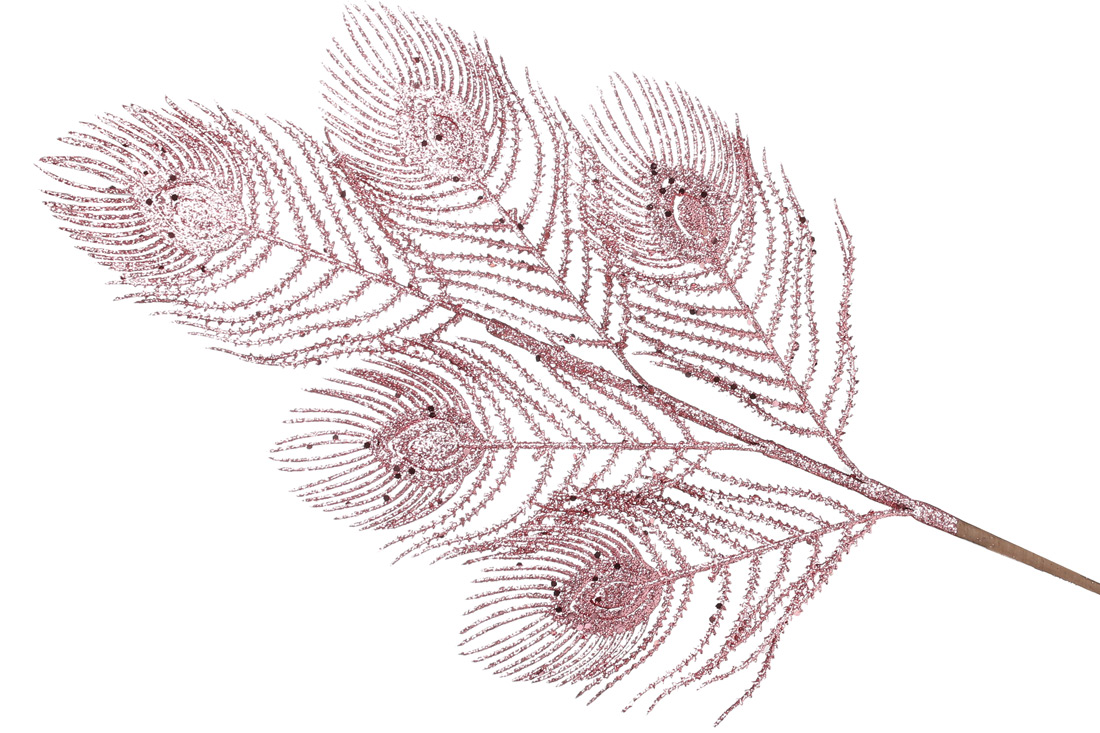 Декоративна гілка Перо Павича(5 шт) 69см, колір -рожевий