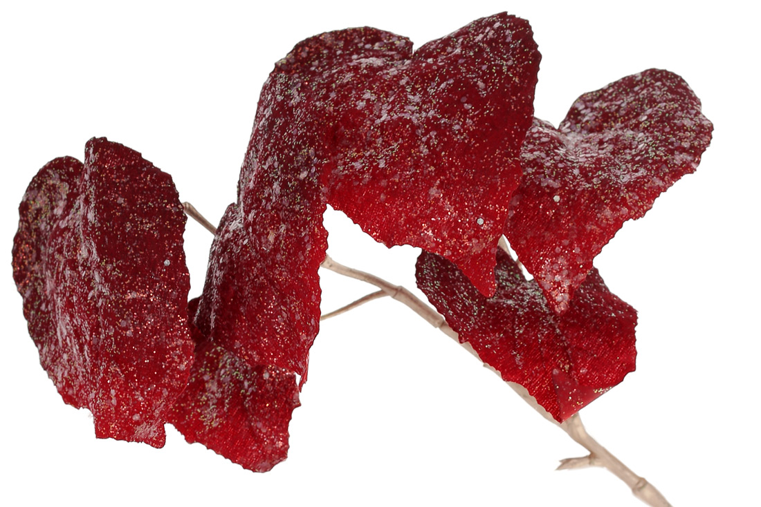 Декоративна гілка Бегонії з оксамиту з гліттером 63см, колір - бордо