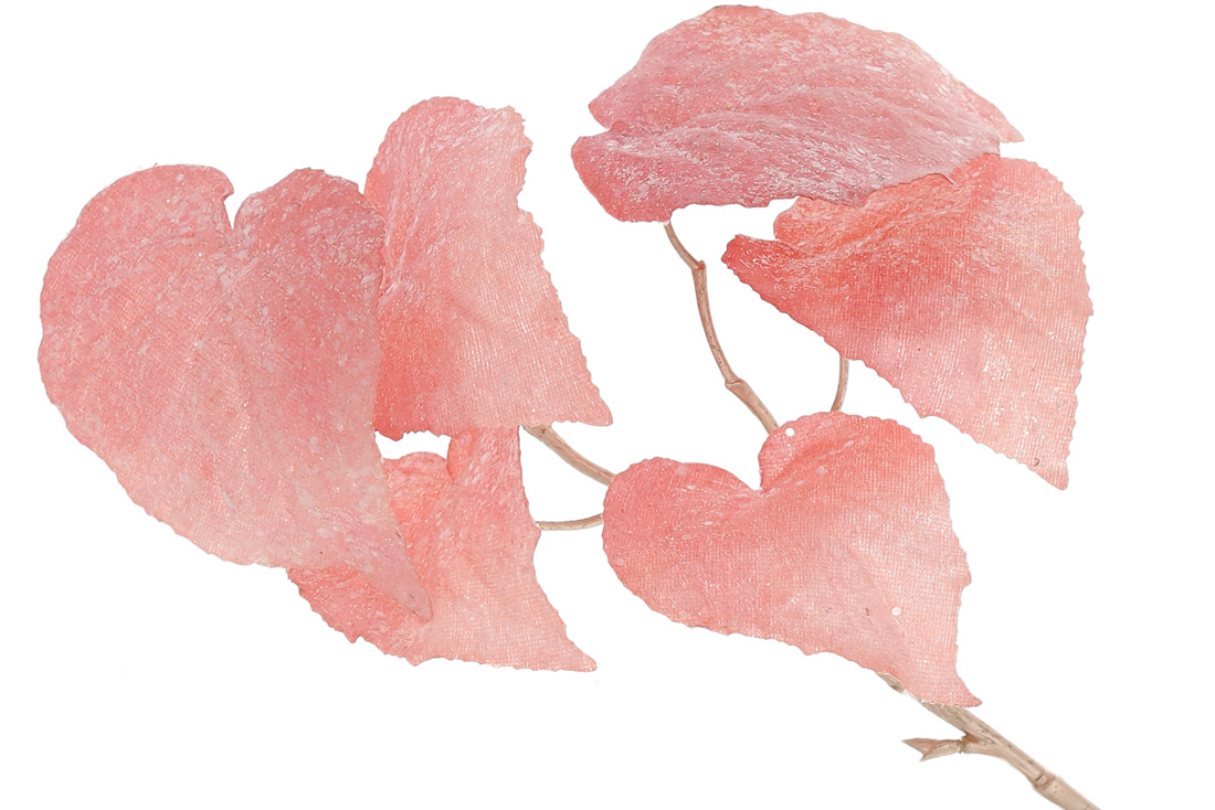 Декоративна гілка Бегонії з оксамиту з гліттером 63см, колір - рожевий