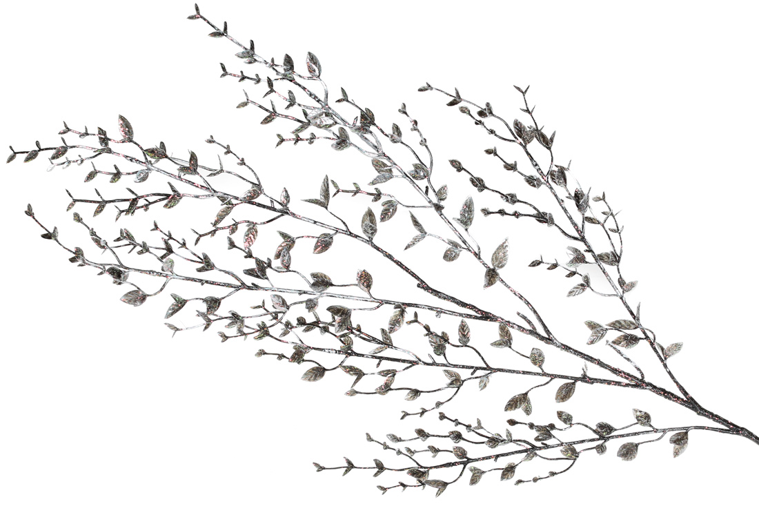 Декоративна гілка Пернеттія, 78см, колір - графіт з кольоровим гліттером