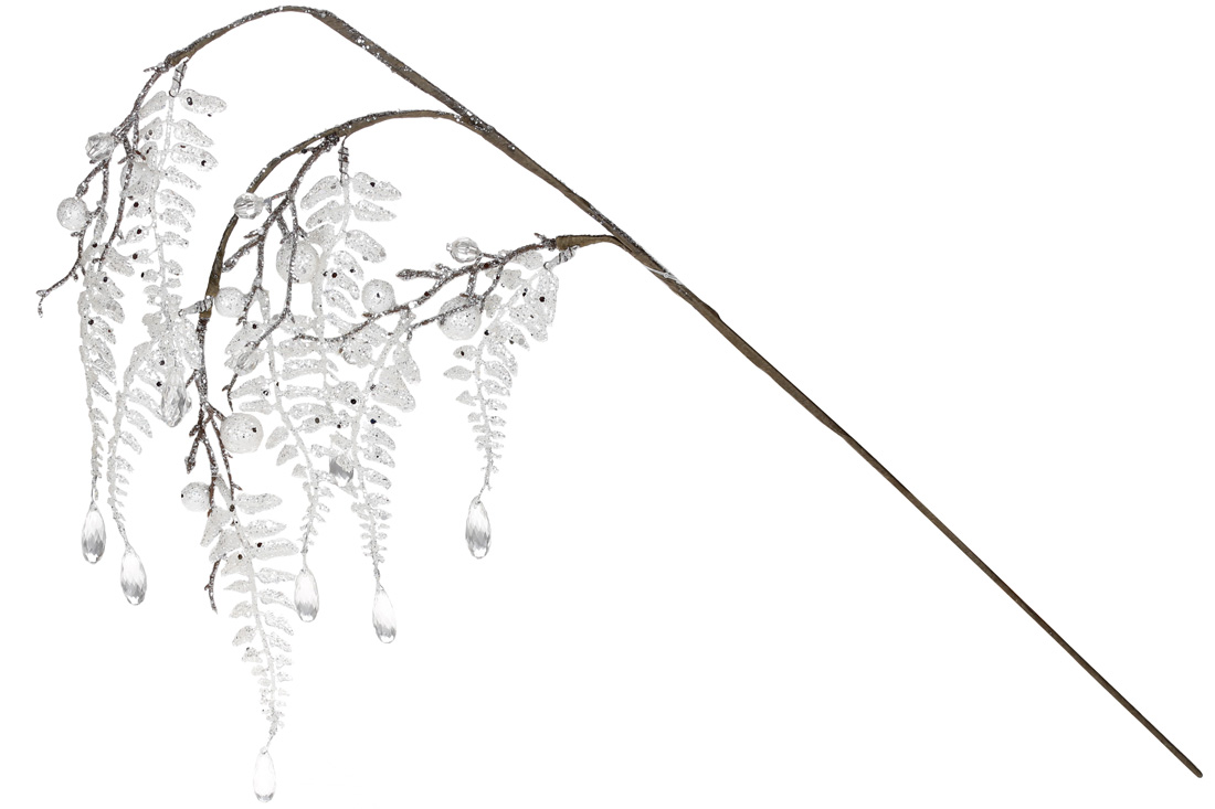 Декоративна гілка з бусинами та краплями, 60см