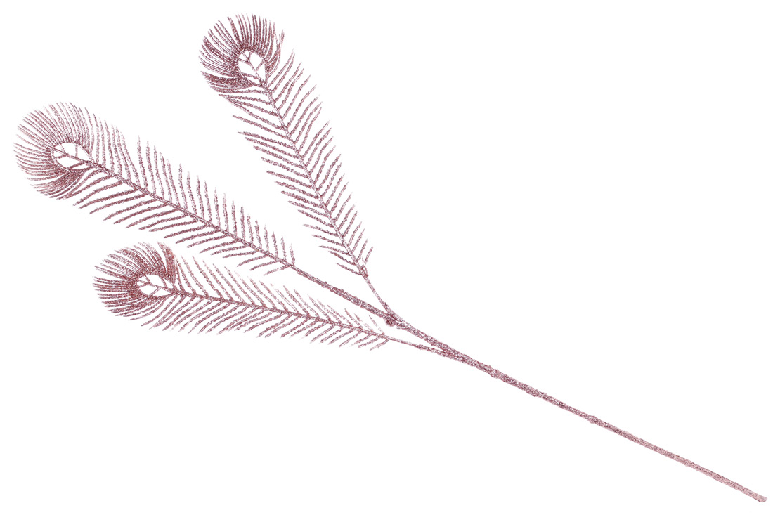 Декоративна гілка Павичеве око з гліттером, 73см, колір - рожеве золото