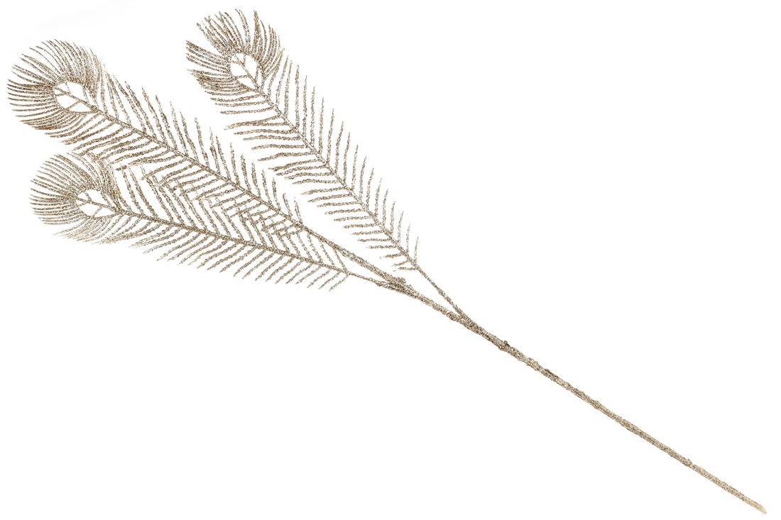 Декоративна гілка Павичеве око з гліттером, 73см, колір - шампань