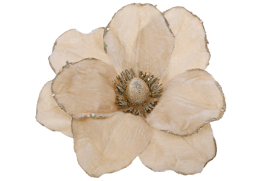 Оксамитова квітка Магнолія 24см, колір - бежевий
