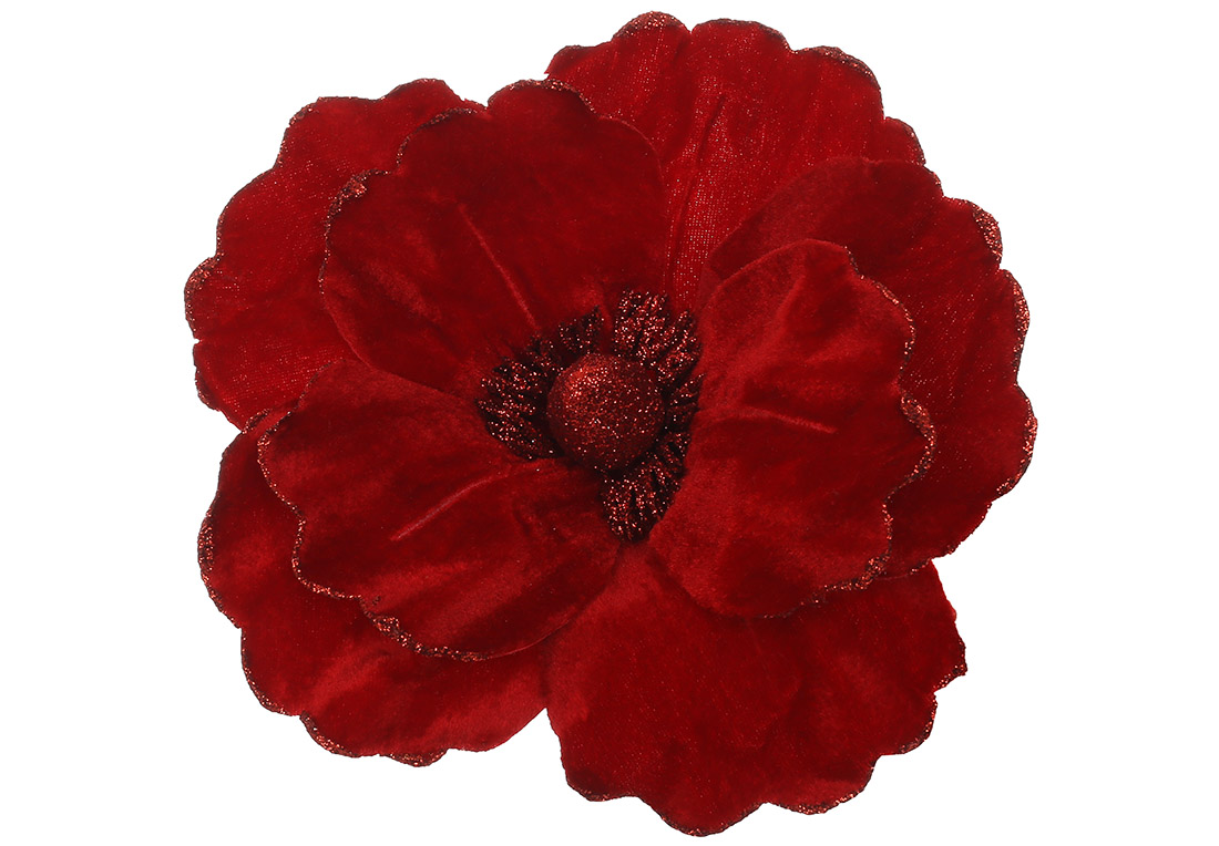 Оксамитова квітка Камелія 21см, колір - червоний