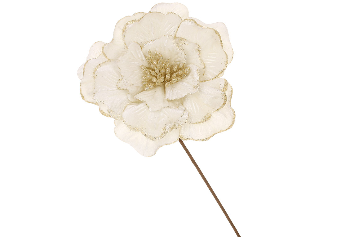 Оксамитова квітка Камелія D24см, ніжка 51см, колір - кремовий