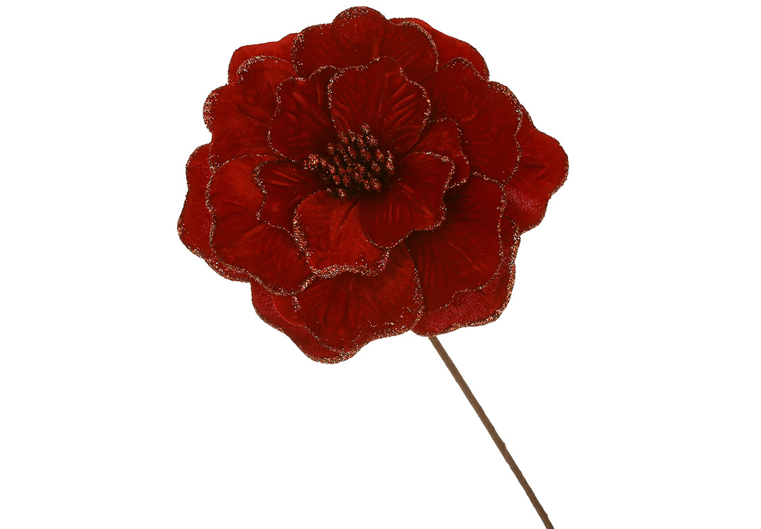 Оксамитова квітка Камелія D24см, ніжка 51см, колір - червоний