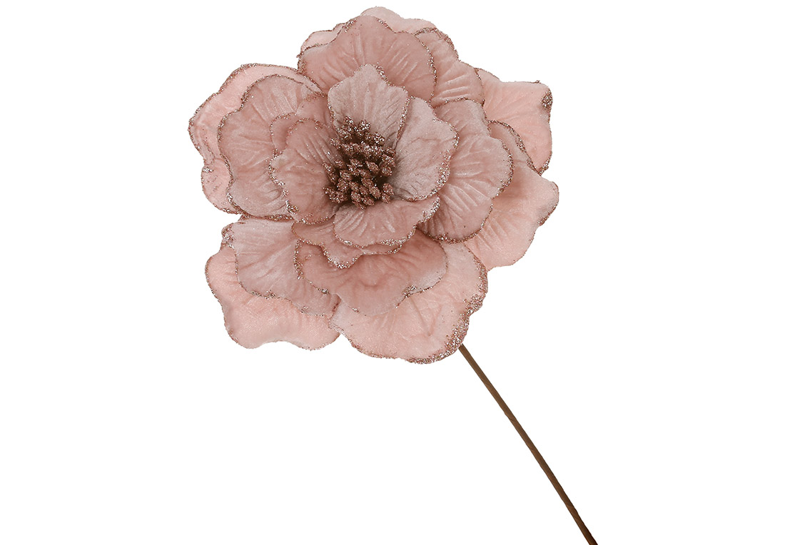 Оксамитова квітка Камелія D24см, ніжка 51см, колір - рожевий