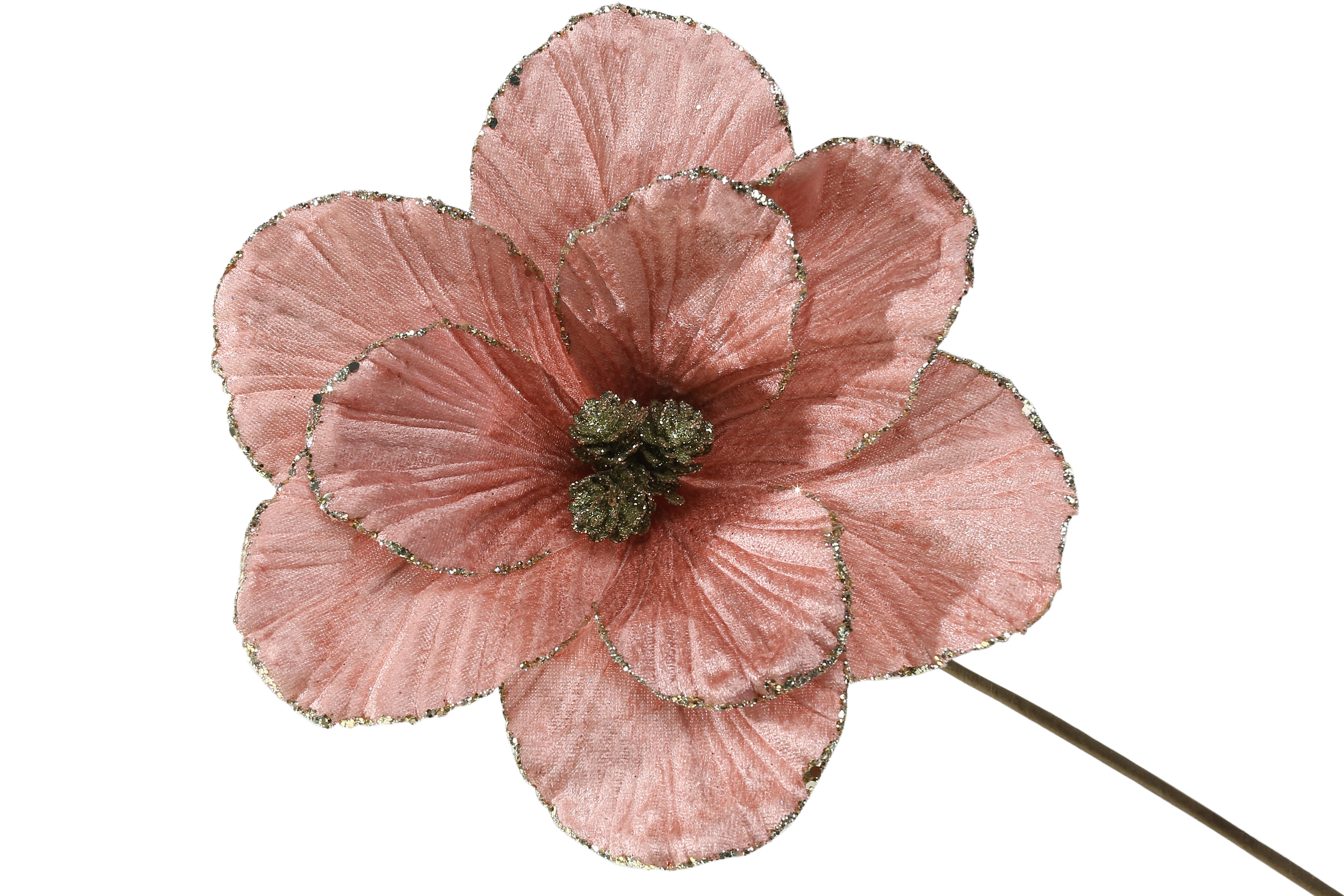 Декоративна квітка Камелія 24см, довжина ніжки 50см, колір - персиковий