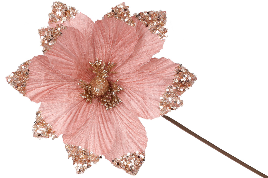 Декоративна квітка Магнолія 23см, довжина ніжки 50см, колір - персиковий