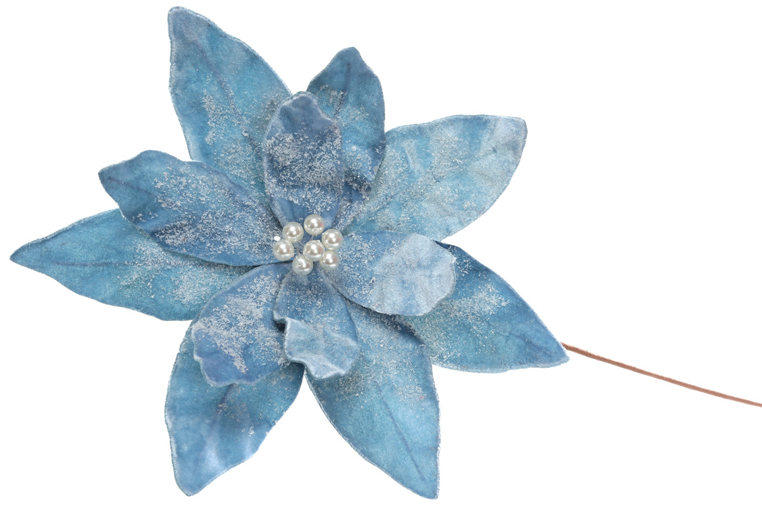 Декоративна квітка Пуансетія 50см, колір - крижаний блакитний