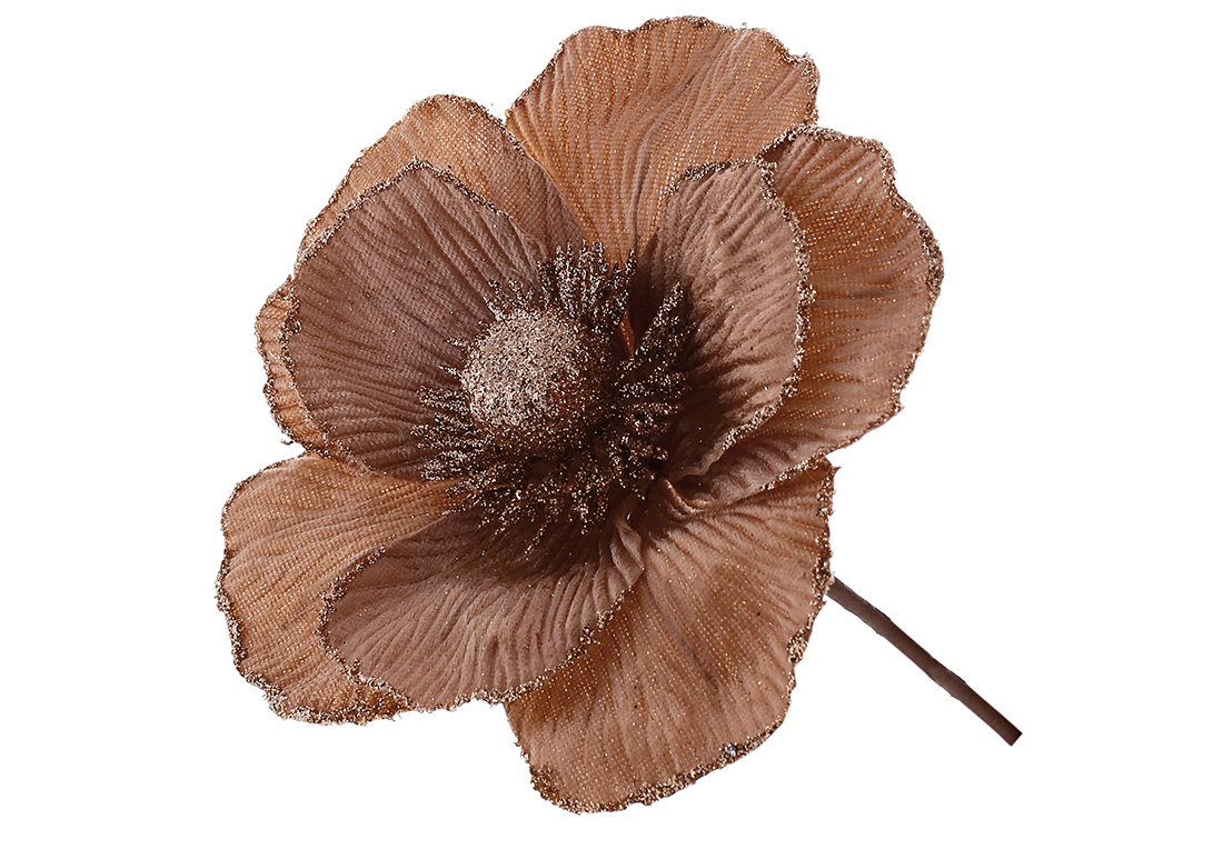 Оксамитова квітка Мак D18см, колір - коричневий мокко