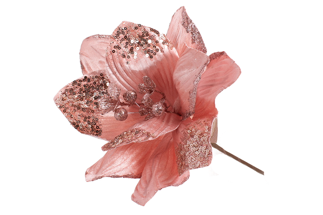 Декоративна квітка Магнолія 27см, колір - персиковий