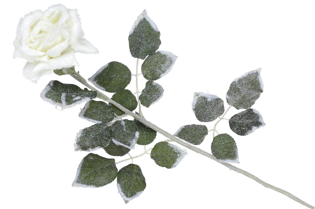 Декоративна квітка Троянда засніжена, 78см, колір - білий