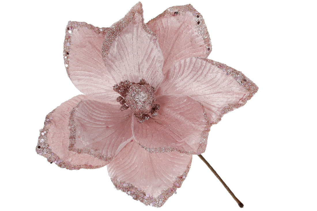 Декоративна квітка Магнолія 26см, колір - ніжний рожевий