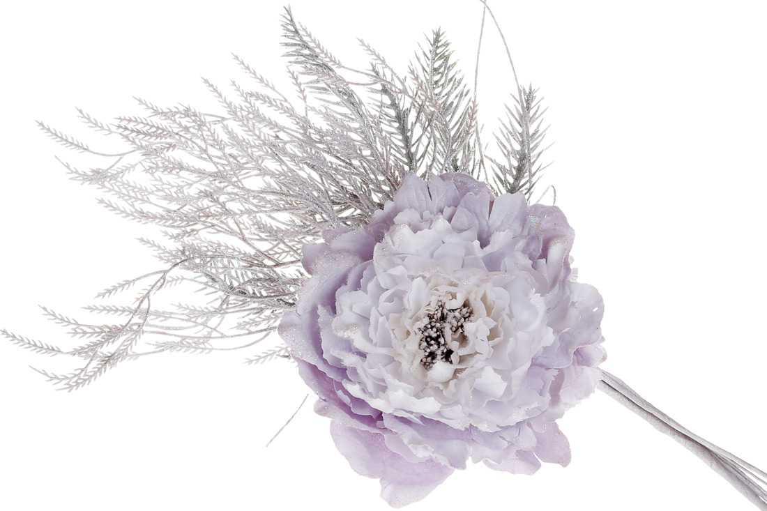 Декоративна штучна квітка, 49см, колір - біло-ліловий