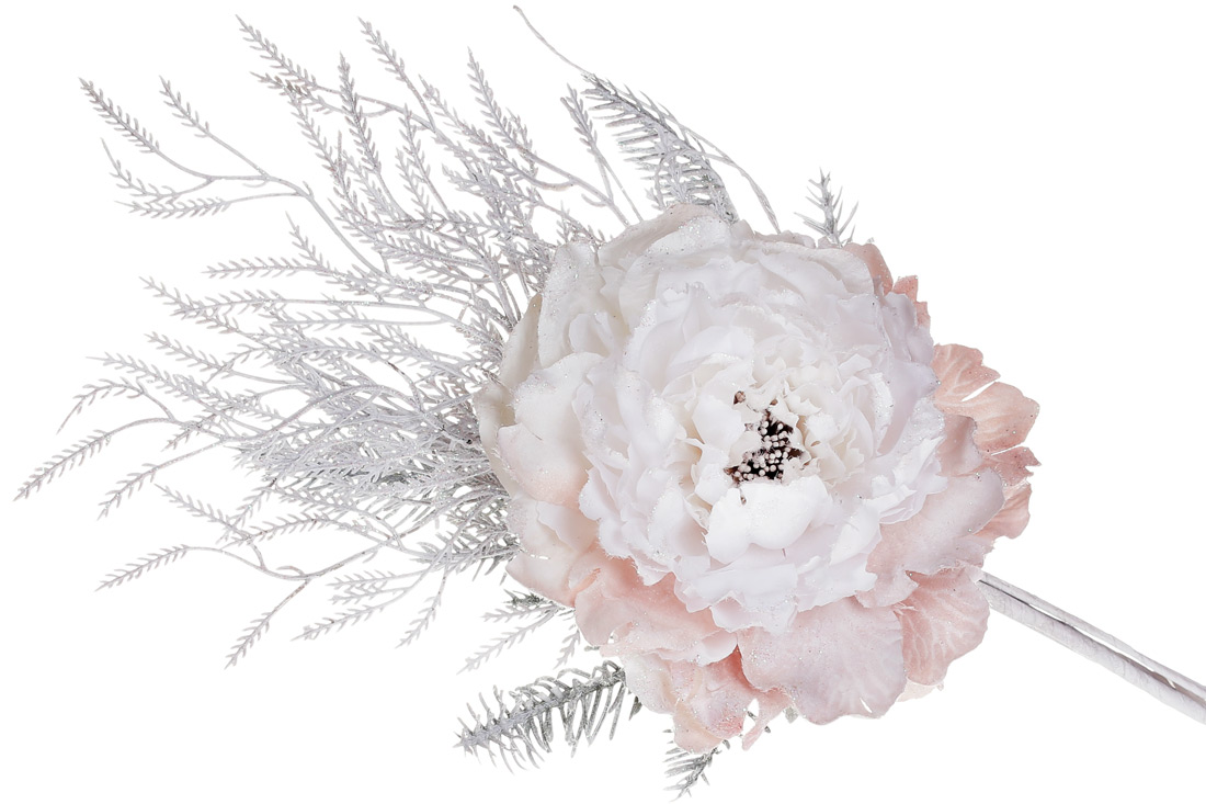 Декоративна штучна квітка, 49см, колір -білий персик