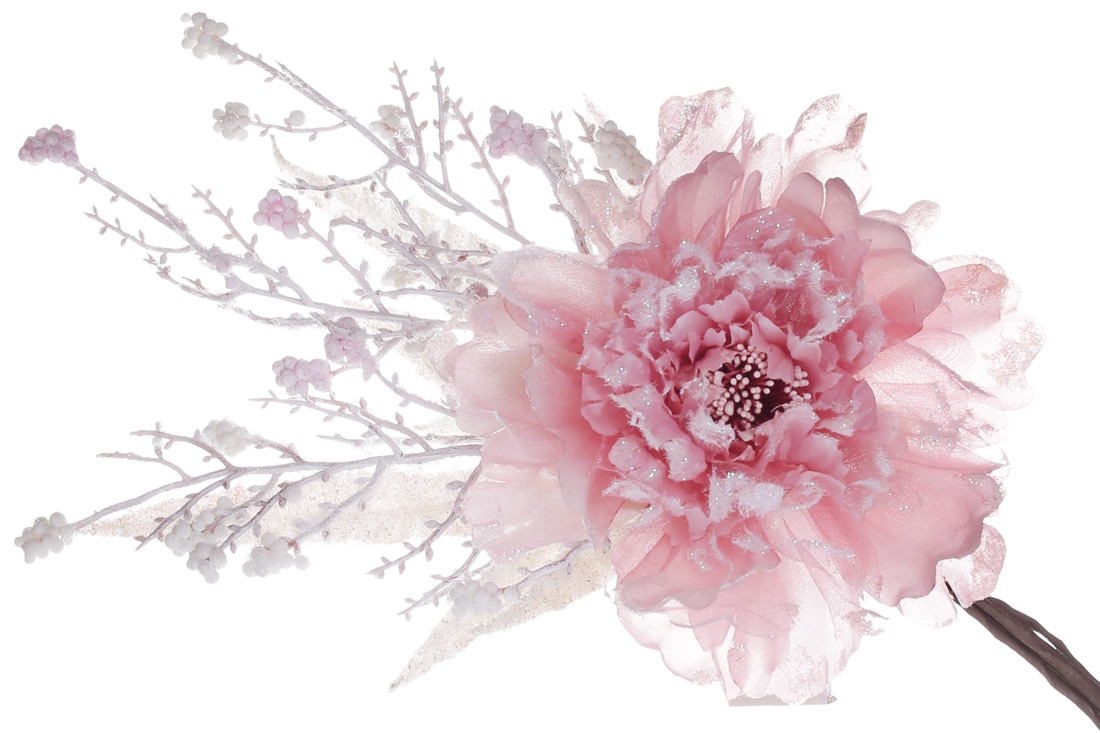 Декоративна штучна квітка Півонія, 13*30см, колір - рожевий