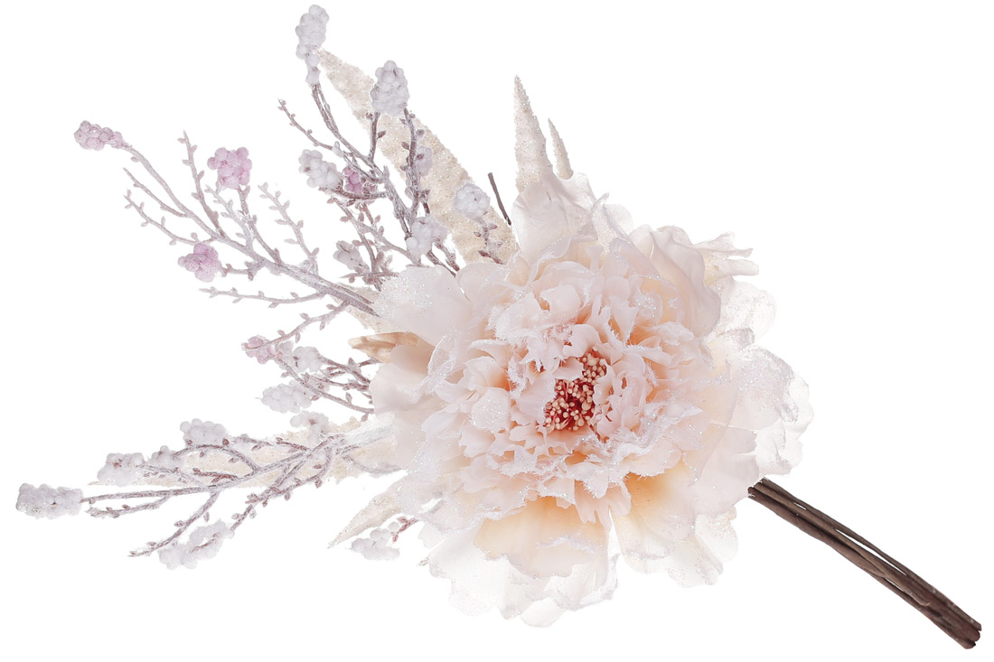 Декоративна штучна квітка Півонія, 13*30см, колір - кремовий