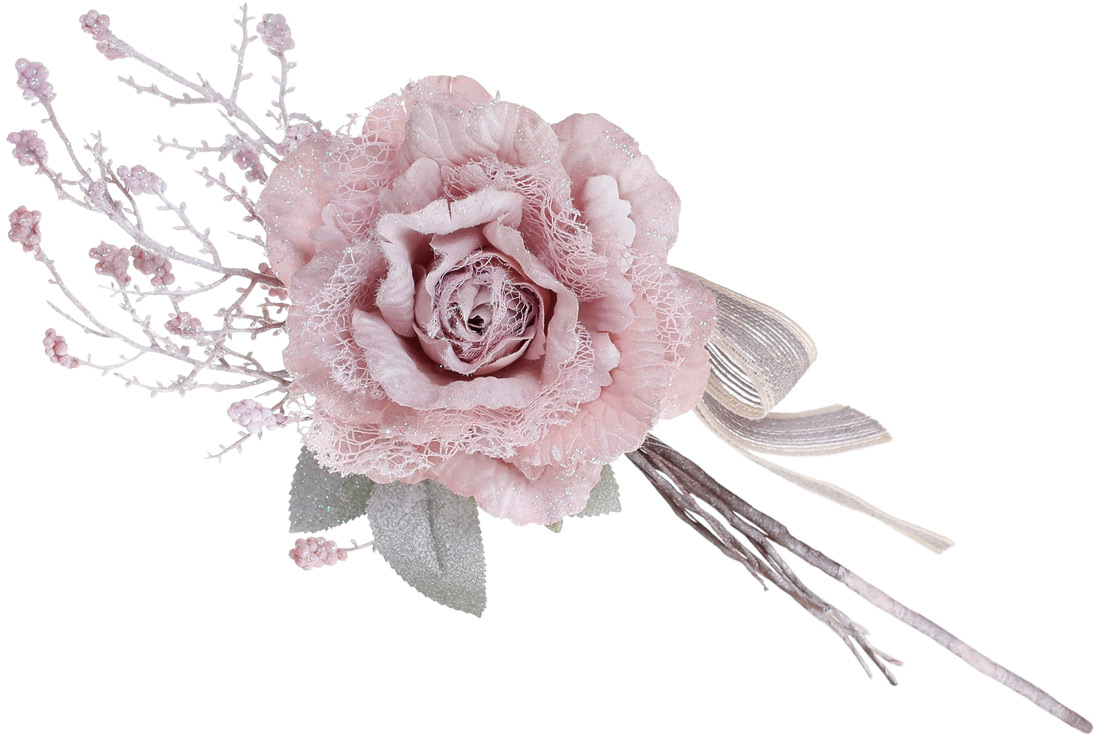 Декоративна штучна квітка Троянда, 13*37см, колір - рожевий