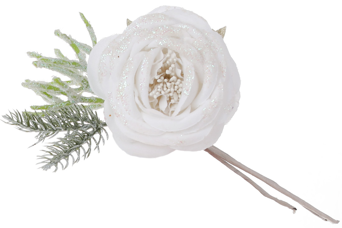Декоративна штучна квітка Троянда, 7*18см, колір - білий