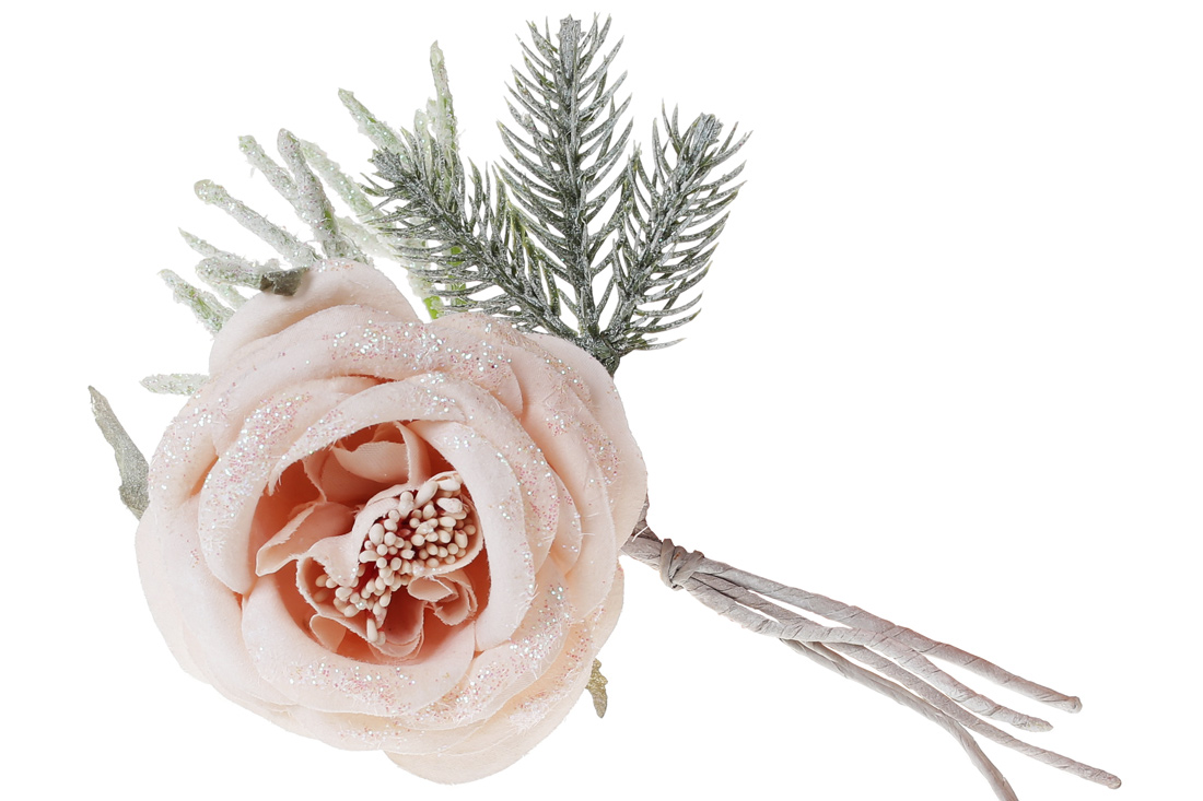 Декоративна штучна квітка Троянда, 7*18см, колір - світлий персиковий