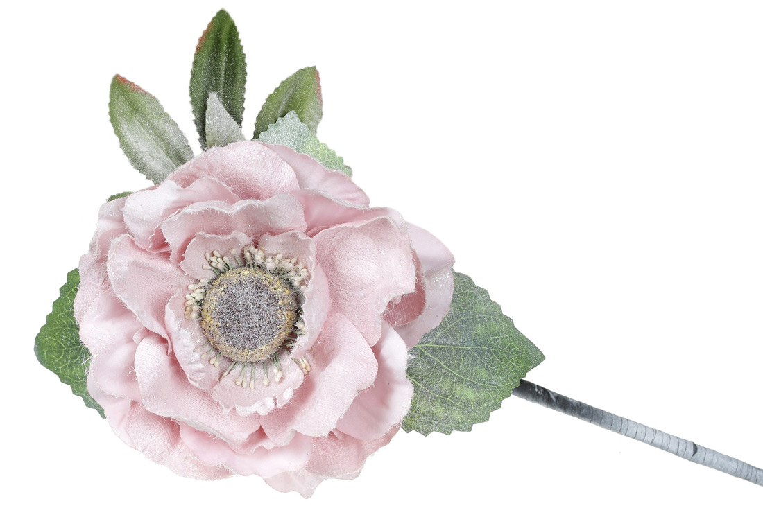 Декоративна штучна квітка Мак, 13*75см, колір - рожевий персик